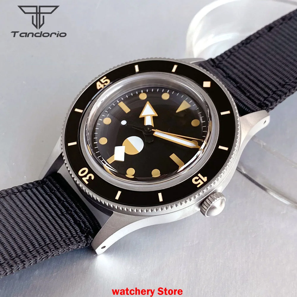 تخصيص 20ATM NH35 حركة 50-Fathoms نمط ساعة للرجال Tandorio قبة الياقوت الزجاج مضيئة الحافة الغوص الميكانيكية