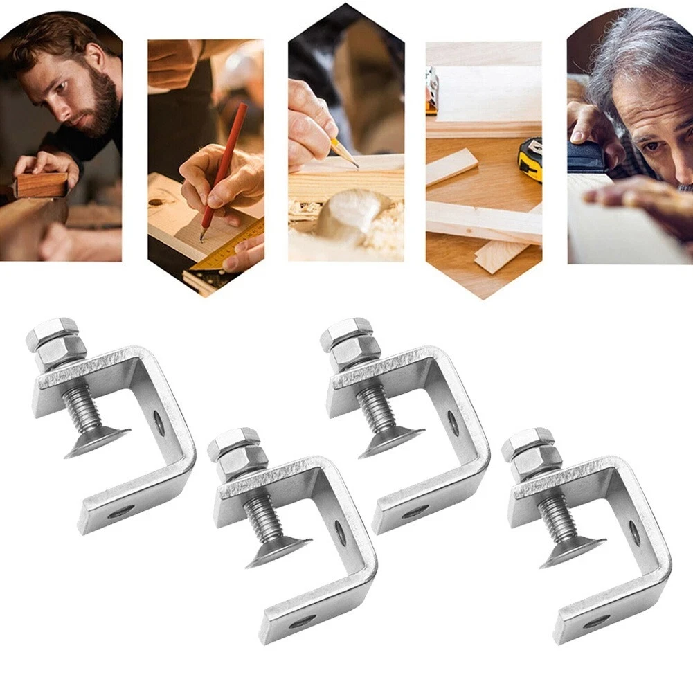 1/2/4pcs Stainless Steel C Clamps Jaw Metal Clamps Small Desk Clamp For Woodworking Welding Construction Works