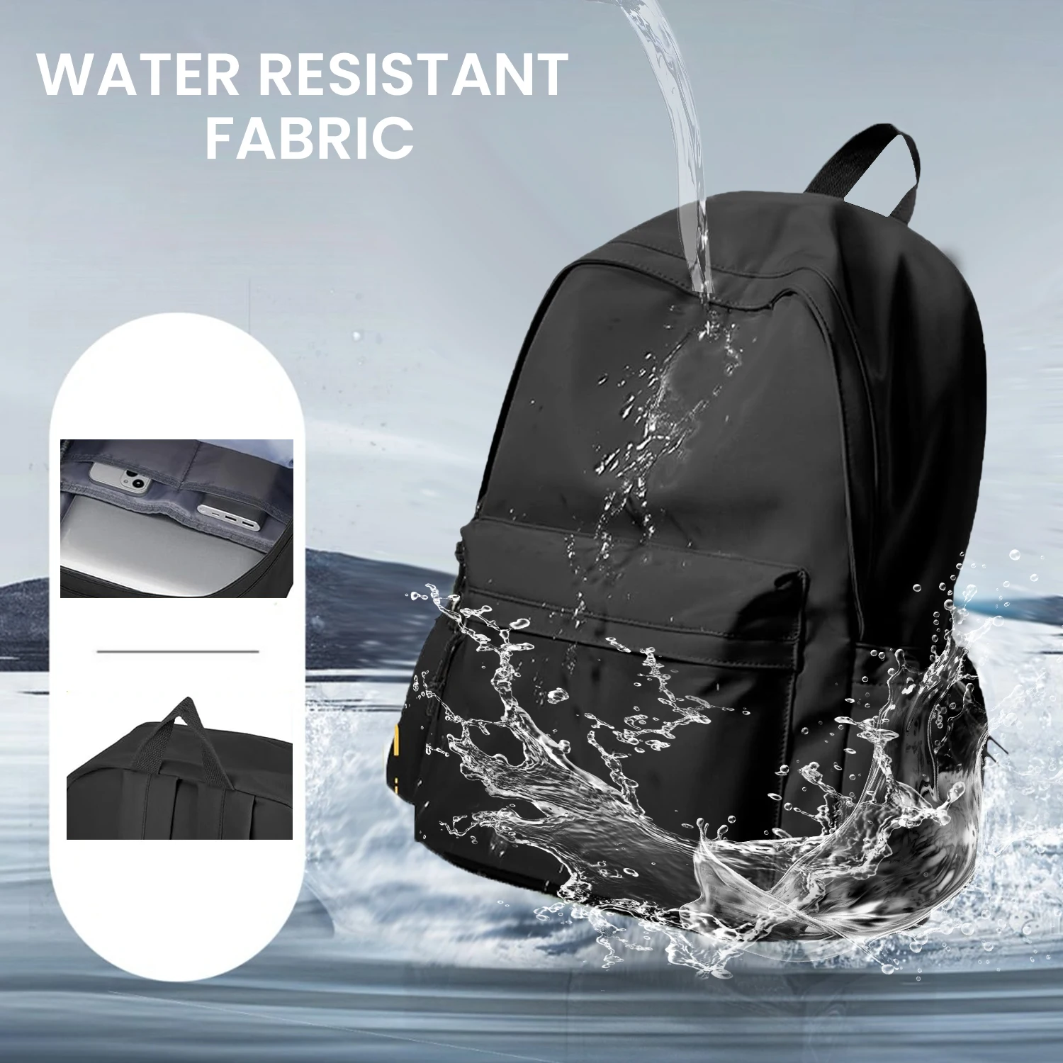 Mochila informal de Color sólido con compartimento para portátil, Mochila pequeña de viaje para portátil, mochila impermeable con múltiples bolsillos para hombres y mujeres