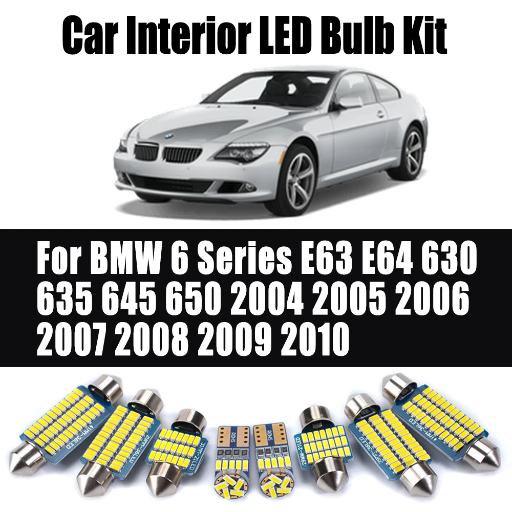 

14Pcs Car LED Interior Reading Vanity Mirror Trunk Door Light Kit For BMW 6 Series E63 E64 630 635 645 650 2004- 2008 2009 2010