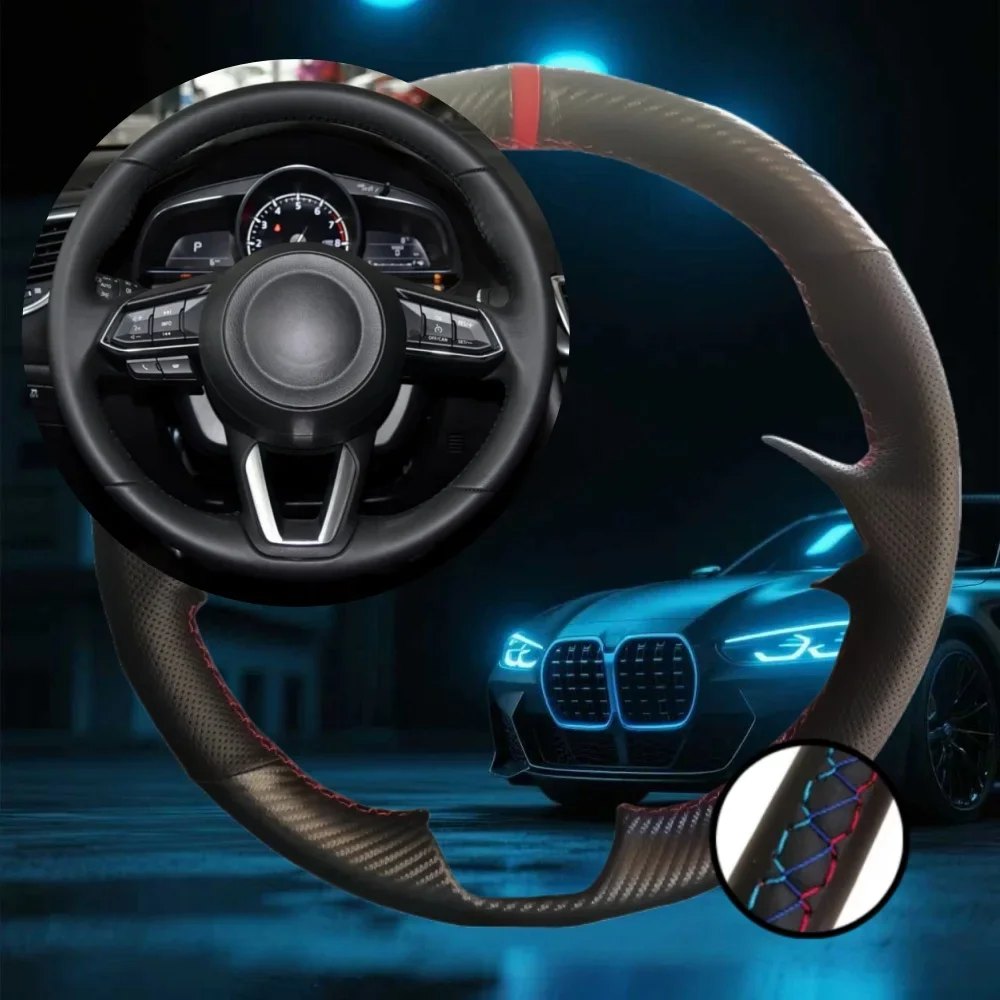 

Customized Car Steering Wheel Cover For Mazda 3 Axela Mazda 6 Atenza 2017-2019 CX-3 2018 Car Accessories Hand-sewn Steering Wrap