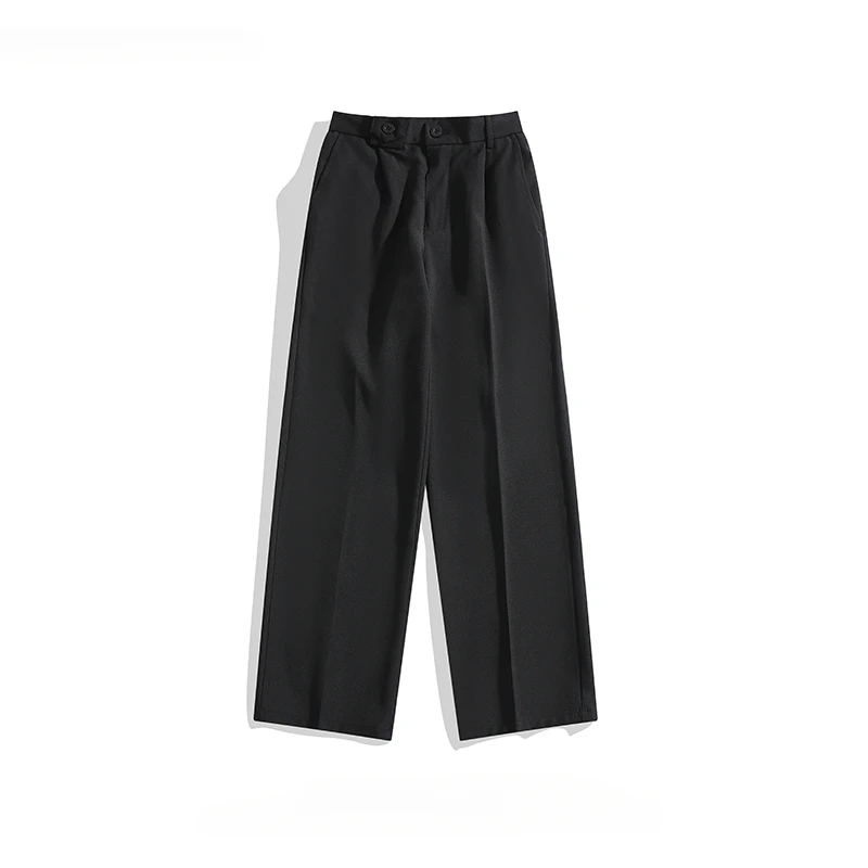 

New Spring Autumn College Style Casual Drape Small Suit Pants for Men's Solid Color Simple Wide Leg Straight Commuting Trousers