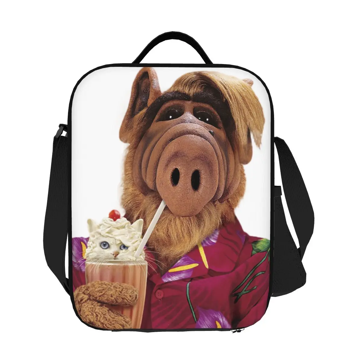 Alf Meme Isolado Lunch Bag para Mulheres, Forma de Vida Estrangeira, Sci Fi TV Show Cooler, Tote Térmica, Office Piquenique, Personalizado, Engraçado