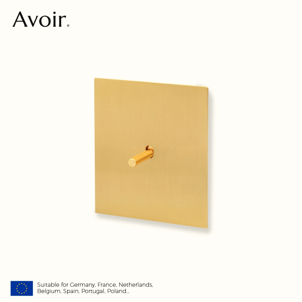 Avoir Metal Panel Toggle Switch 2-drożny złoty miedziany dźwignia Gniazdo zasilania na ścianie Wtyczka europejska Port ładowania USB typu C Ściemniacz oświetlenia panele ścienne przelacznik swiatla gniazdko elektryczne