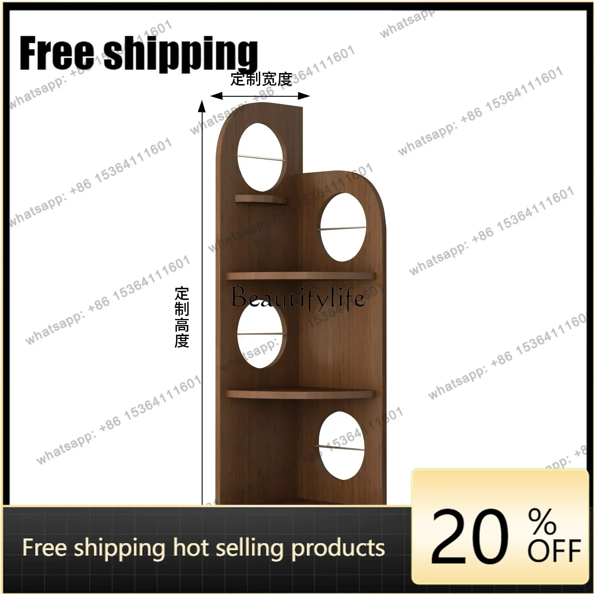 Best Seller Medieval Display Screen Living Room Corner Bookshelf Corner Solid Wood Triangular Cabinet Bedroom Corner Cabinet Sh