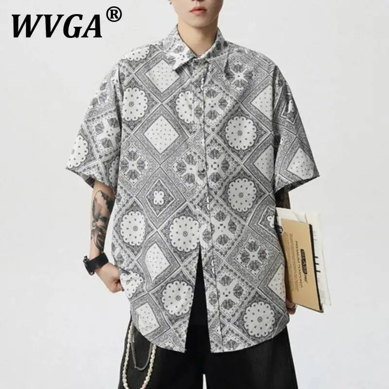 

WVGA Летние новые мужские рубашки Tide Techwear Элегантная мода High Street Нишевый дизайн Рубашки с короткими рукавами Свободная шикарная повседневная рубашка Ins W7456