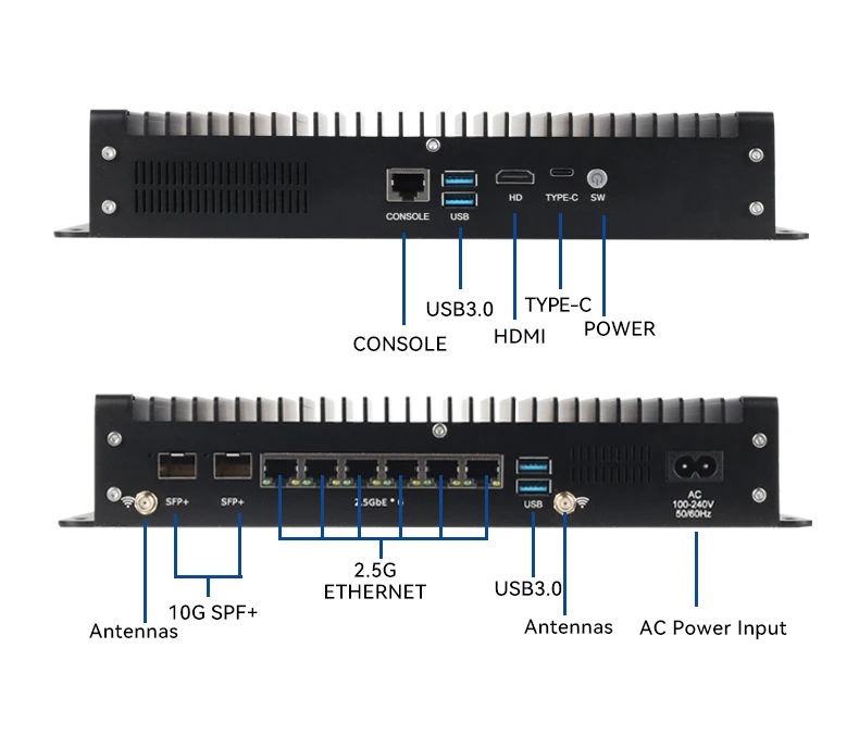 XCY X113 Industrial PC Firewall Router Gateway VPN Server Intel Core i5-1235U Processor 6x 2.5G Ethernet Support 2x 10G SFP+