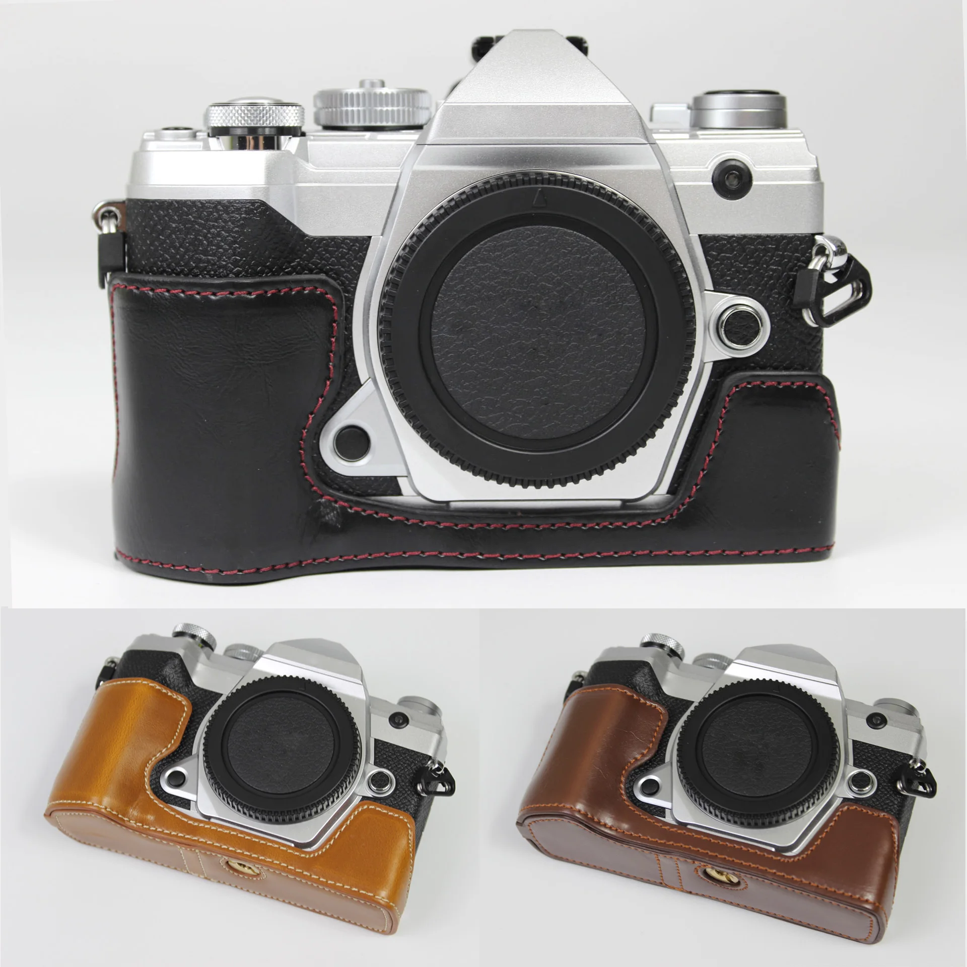 Skórzane etui na pół aparatu Olympus OM-D E-M5 Mark III OM System OM-5 Grip do aparatu