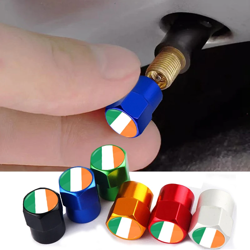 

4pcs Car Wheel Valve Caps Ireland Flag Stickers Logo 30 countries Styling Metal Stem Cover Auto Parts Motorcycle Accessories