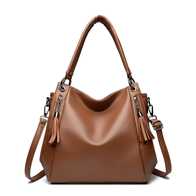 

New lychee patterned commuter women's bag Fashion tassel shoulder bags briefcase Versatilelarge capacity women's handbag