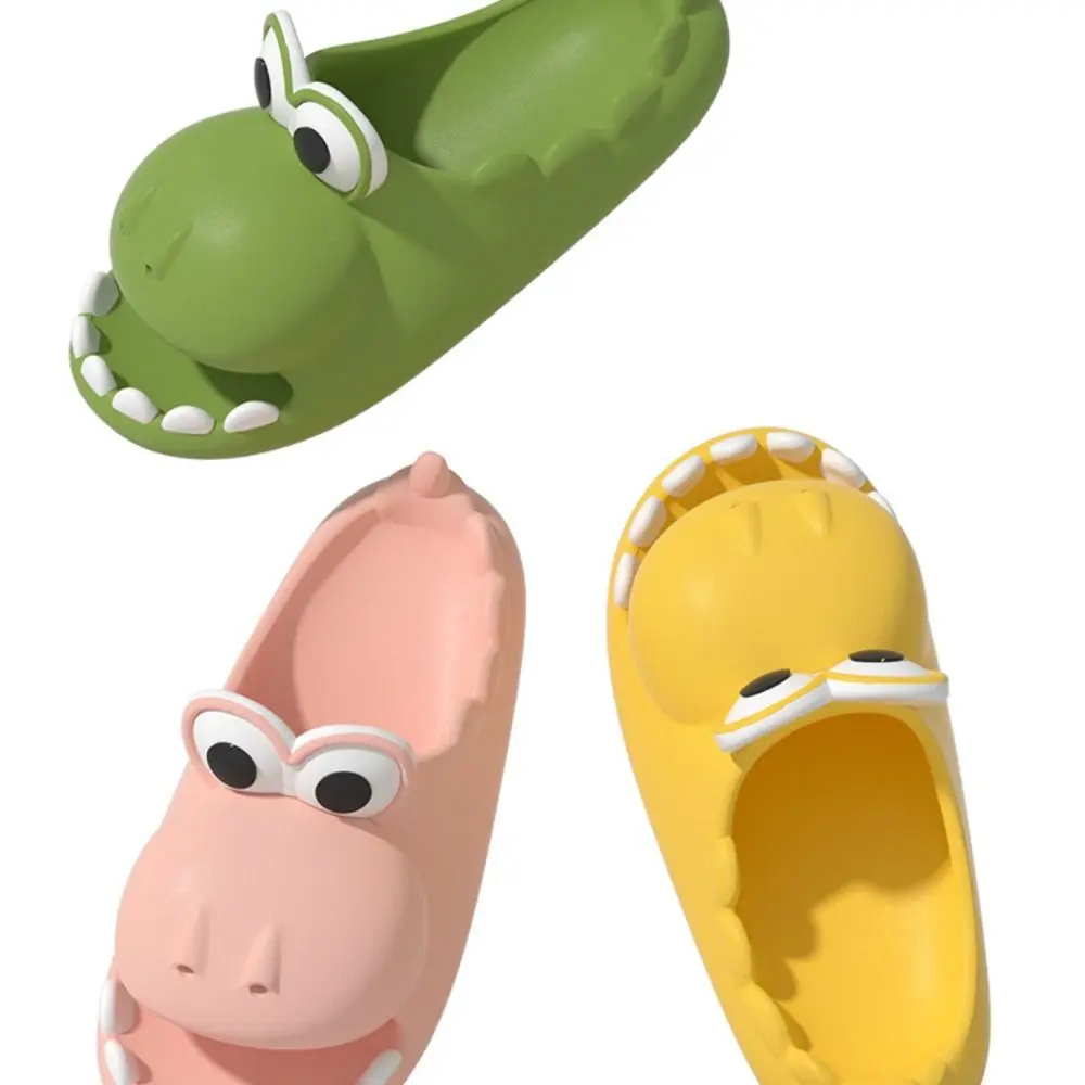 Non-Slip Cartoon Dinosaur Slippers Thick Sole Soft Dinosaur Pillow Slides Toe and Hole Cartoon Animal Dinosaur EVA Slippers