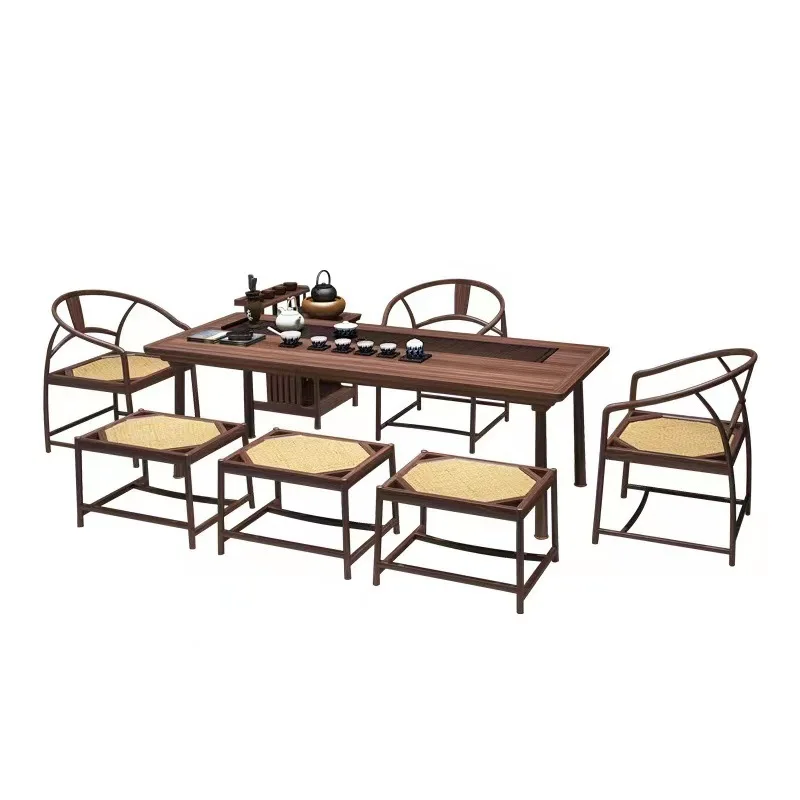 

Северная Америка, комбинация стола и стула для чая из черного ореха, новый китайский стиль, массив дерева, офис