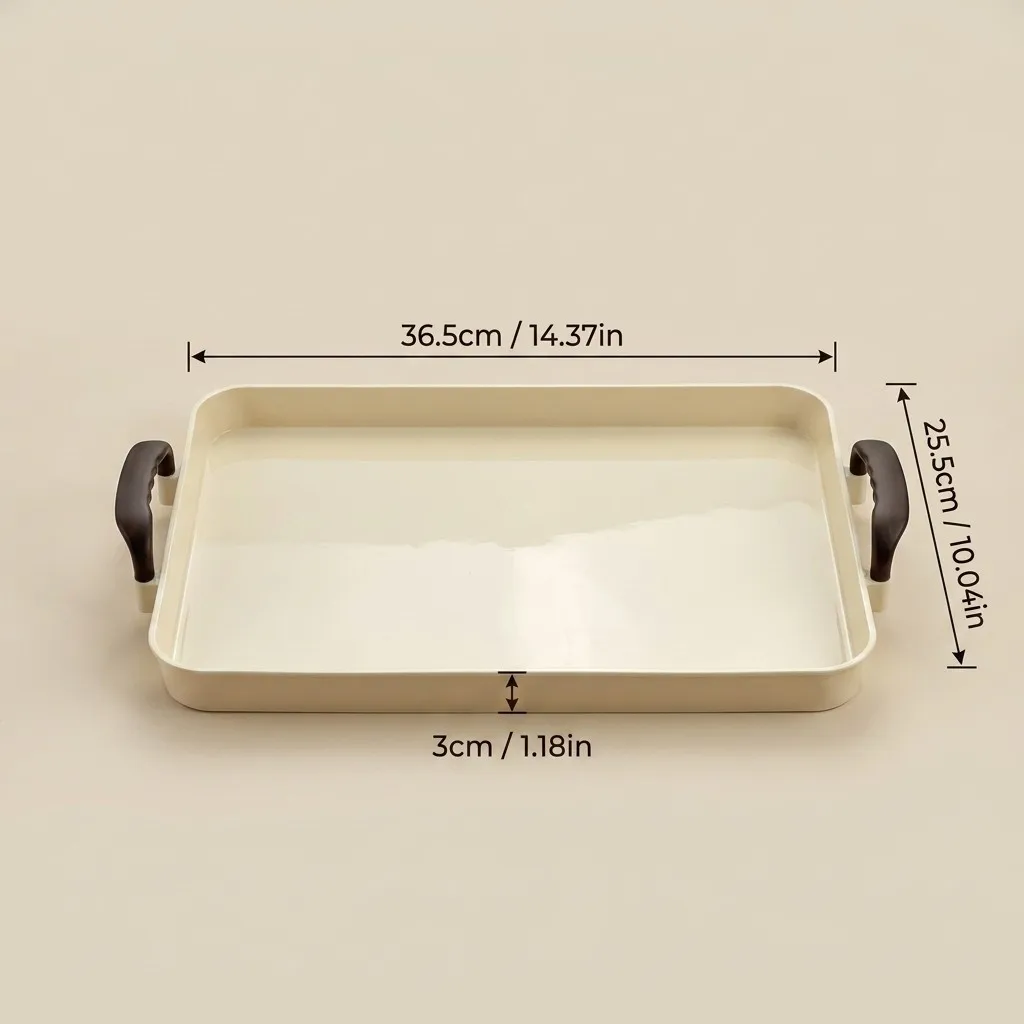 Doorzichtige plastic serveerschaal met handgrepen, stapelbaar, keukenorganizer, voor eten, ontbijt, koffie, thee, decoratieve opbergschalen voor de kaptafel.