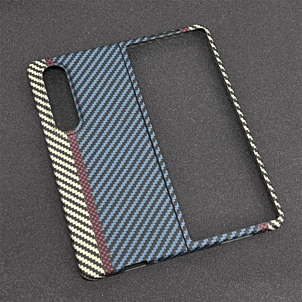 Real Carbon fiber Phone Case For Samsung Galaxy Z Fold 4 Case, Aramid Fiber Slim Design Z Fold4 5G Anti-fall Phone Shell