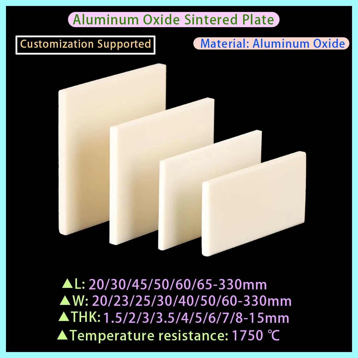 Resistant To High Temperature of 1750 ℃, 99% Alumina Sintered Plate with A Thickness of 1.5/2/3/3.5/4/5/6/7/8-15mm