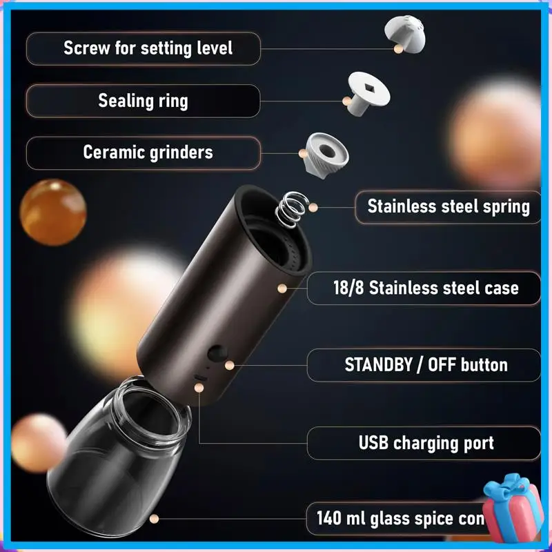 

Электрический набор для мельницы для соли и перца, автоматические шейкеры для соли и перца с бамбуковой основой