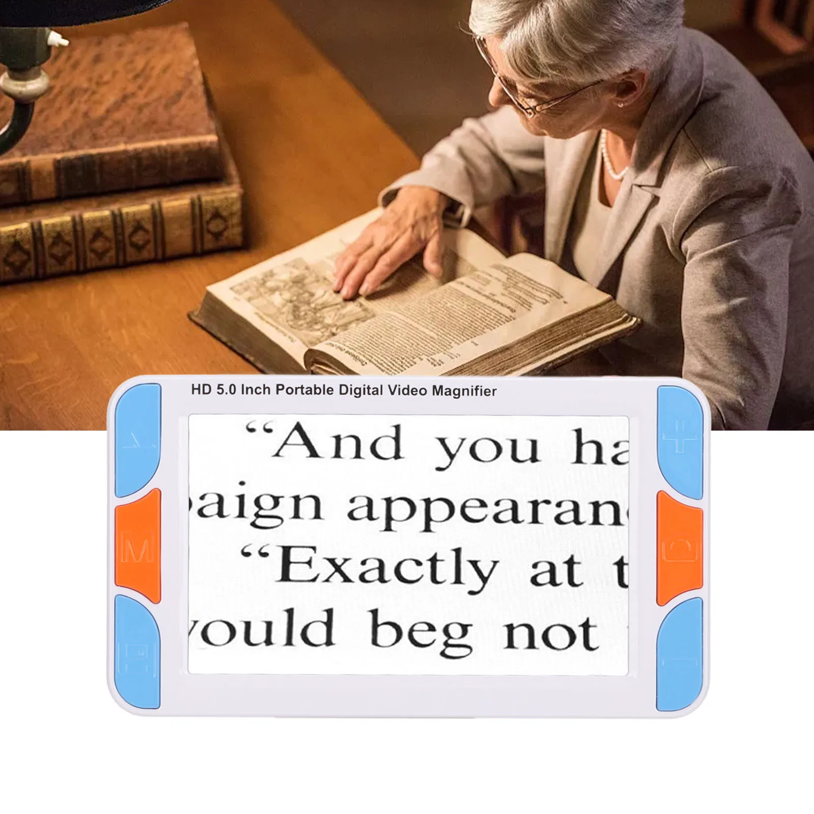 

Handheld Digital Reading Magnifier Portable Electronic Vision Aids Support 32GB Memory Card 100‑240V Dual Camera HD for Office