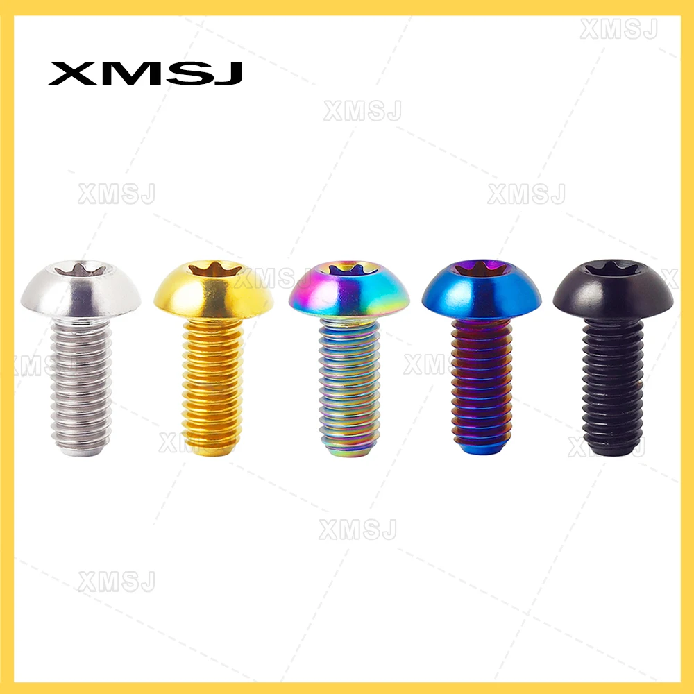 XMSJ M5X10 12mm Titanium Disc Brake Fixing Screw Bolt Bicycle Rotor Fastening Bolt T25 Torx Head MTB Accessories 12pcs