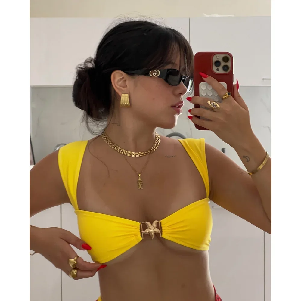 2024 New Sexy Bikinis Push Up Women Swimsuit Starfish Swimwear Brazilian Bikini Set Thong Biquini Female Solid Beachwear