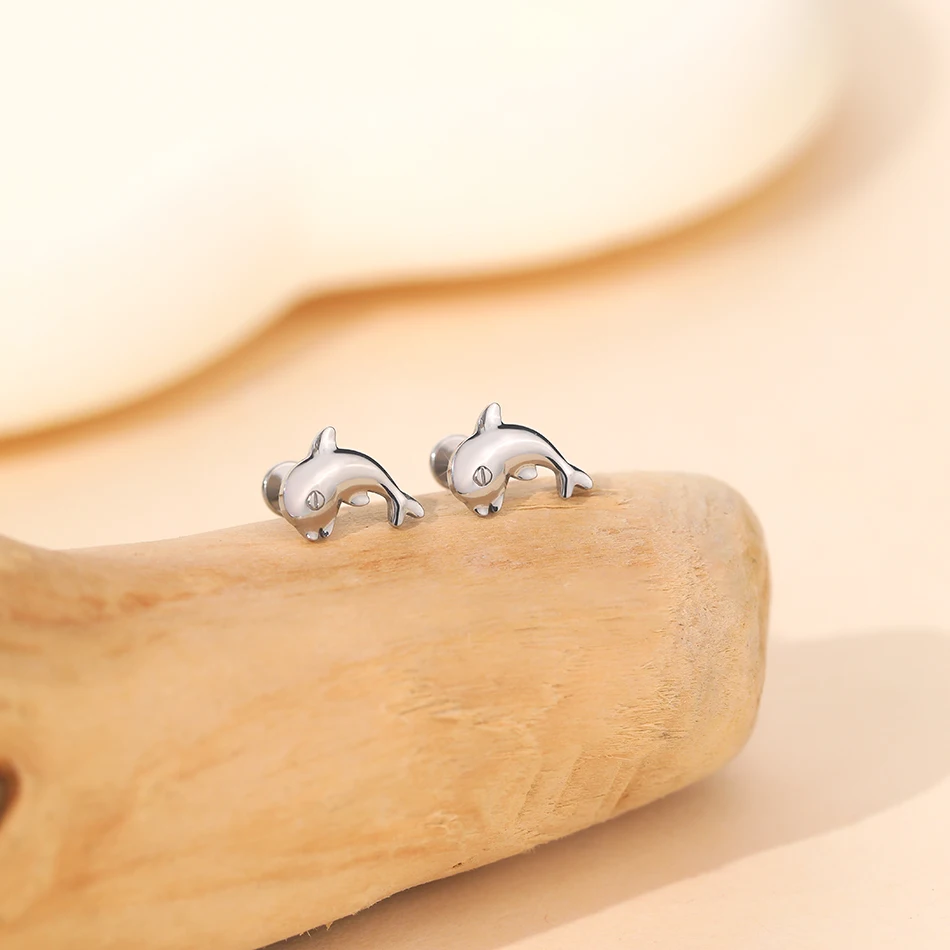 1 قطعة التيتانيوم زركونيا دولفين فراشة وأقراط داخليا الخيوط اللولب الزنمة Labret ثقب مجوهرات للجسم #6
