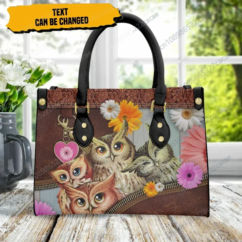 Cywgift Fashion Ladies Hand Bags Cute Owl Printed Small Purses and Handbags for Girls Luxury Designer PU Shoulder Bags Casual