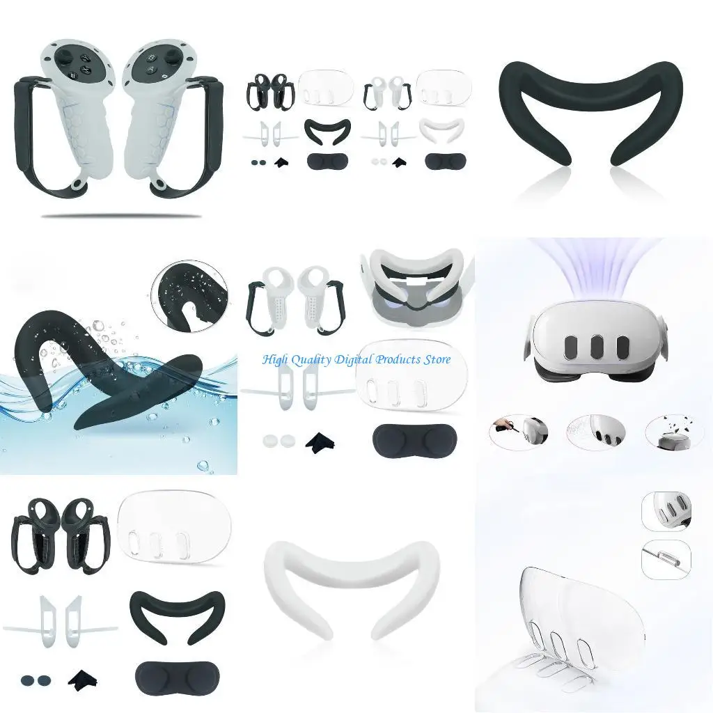 

U2JE Comprehensive 10Piece Protective Cover Set for VR Headset Grip Cover,Face Cover ,Lens Shield,Battery Caps Included