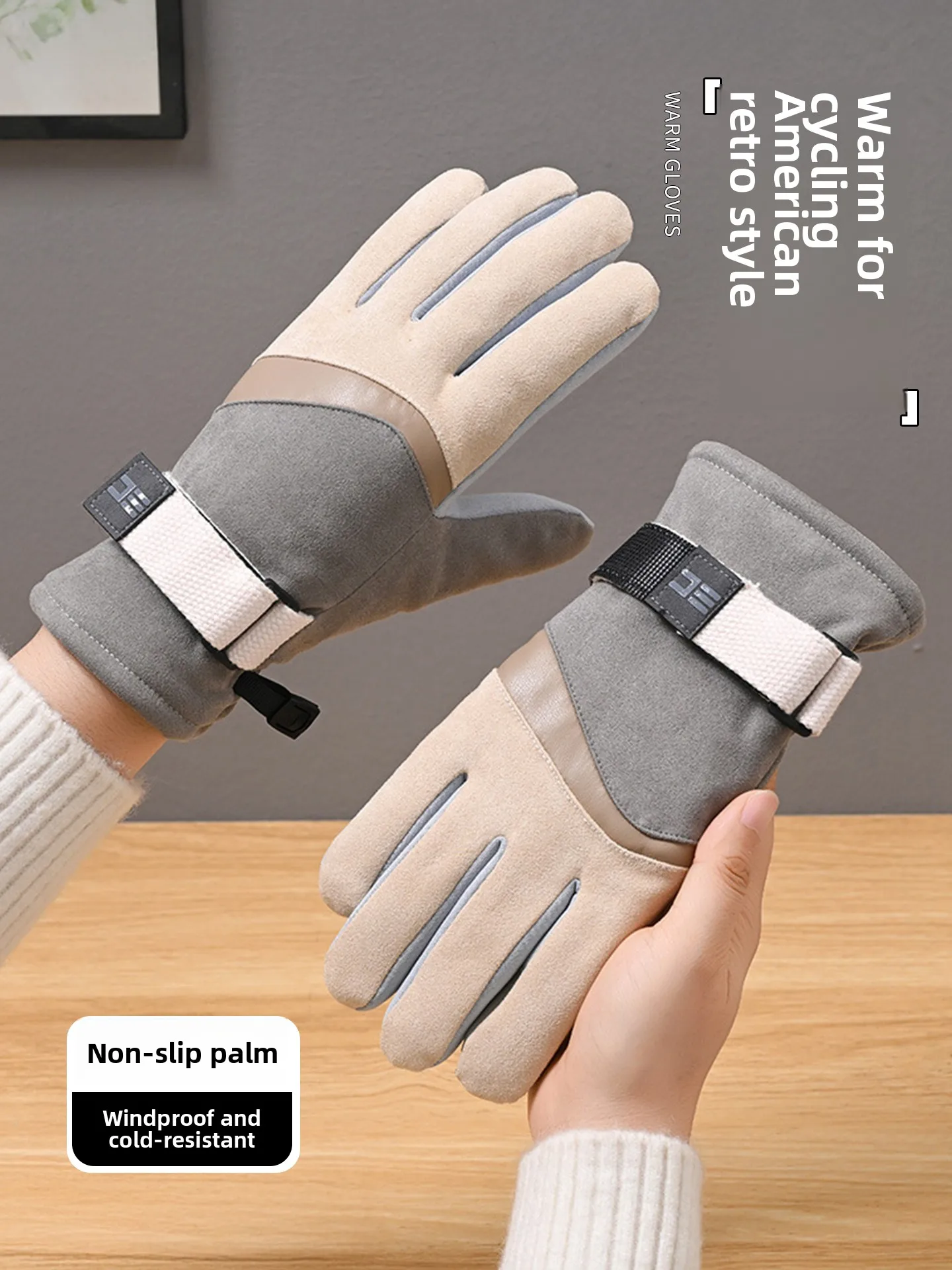 Thickened Fleece Winter Cycling Gloves Women's Leather Velvet Cold Proof  Vehicle Anti-freeze Warm Touch Screen Gloves