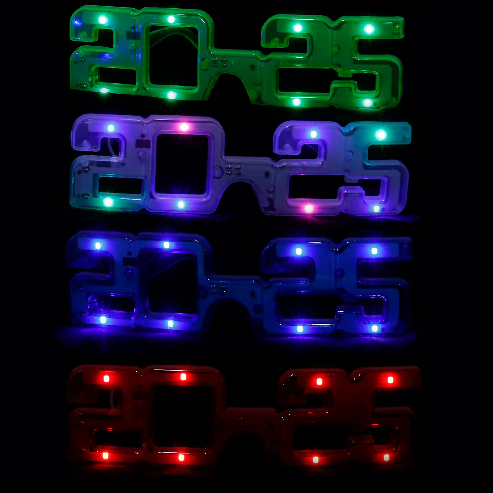 

4Pcs 2025 New Year LED Glasses Flashing Light Up Eyewear Glow Party Glasses for Eve Celebration Favors 2025 Light Up Eyewear
