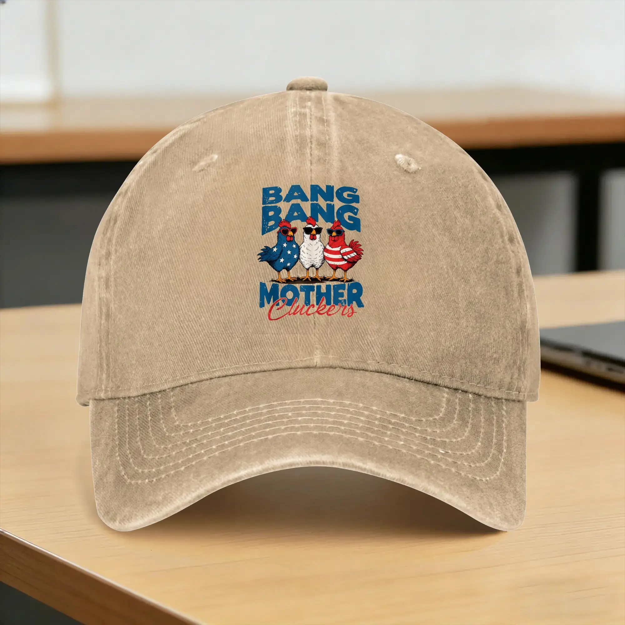 Washed Baseball Cap Bang Bang Patriotic Chicken Mother Cluckers Summer Hip Hop Hats Street Style Running Hippie Sun Baseball Cap