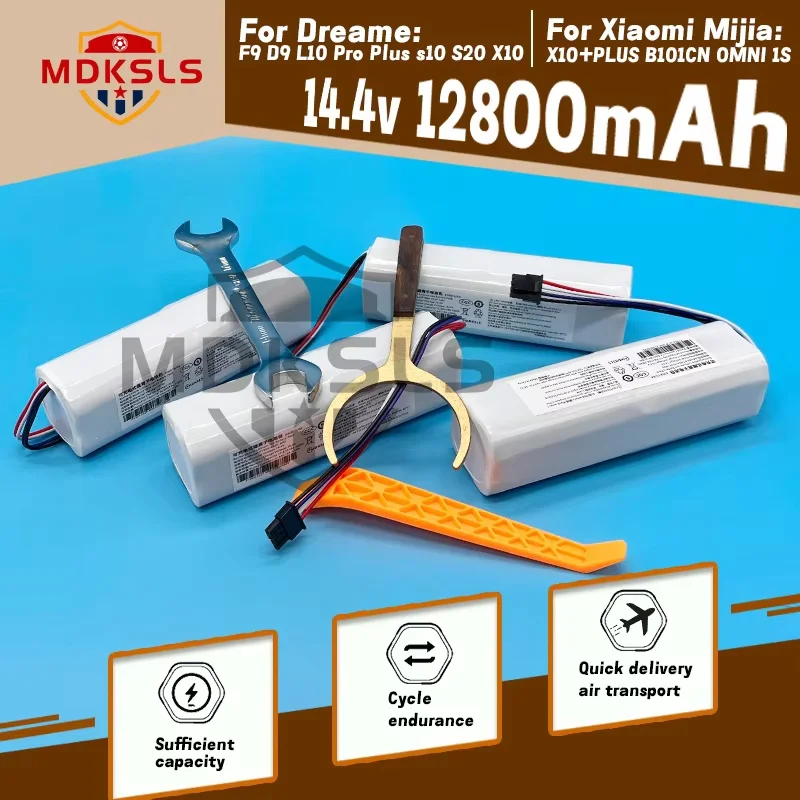 

14.4V 12800mAh Li-ion with BMS Protection for Xiaomi Mijia X10+ Plus / Dream F9 D9 L10 Pro Plus S10 S20 X10 OMNI 15 Robot Vacuum