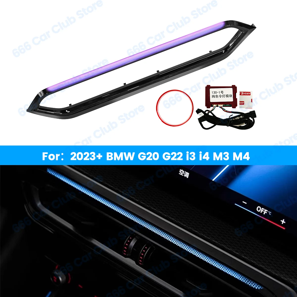 11 Colours Car LED Vents For BMW 2023+ G20 G22 G80 G82 i3 i4 M3 M4 Central Console air Conditioning Vent Ambient Light