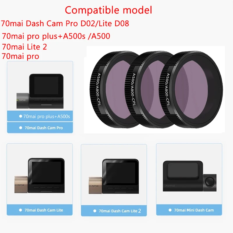 for 70mai pro plus+ A500s CPL Filter or RC06 Rear camera CPL Filter For 70mai Lite2 FOR 70mai A500S  Lite2 Mount