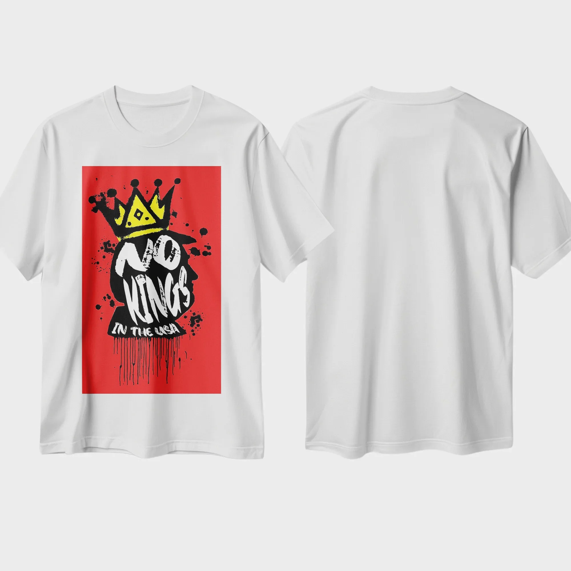 Funny T-shirt No Kings  America FREEDOM FIGHTER Graphic Cotton Breathable Round-neck Casual Party Essential Short-sleeved Shirt