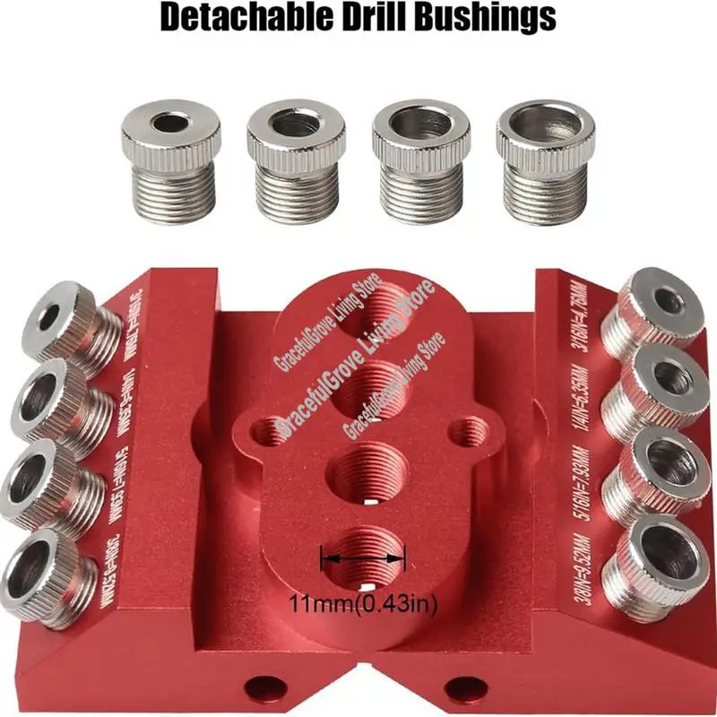 

A26I-30 45 90 Degree Angle Drill Guide Jig Drill Block For Straight Angled Holes With Detachable Drill Positioning Bar Red 1 Pcs