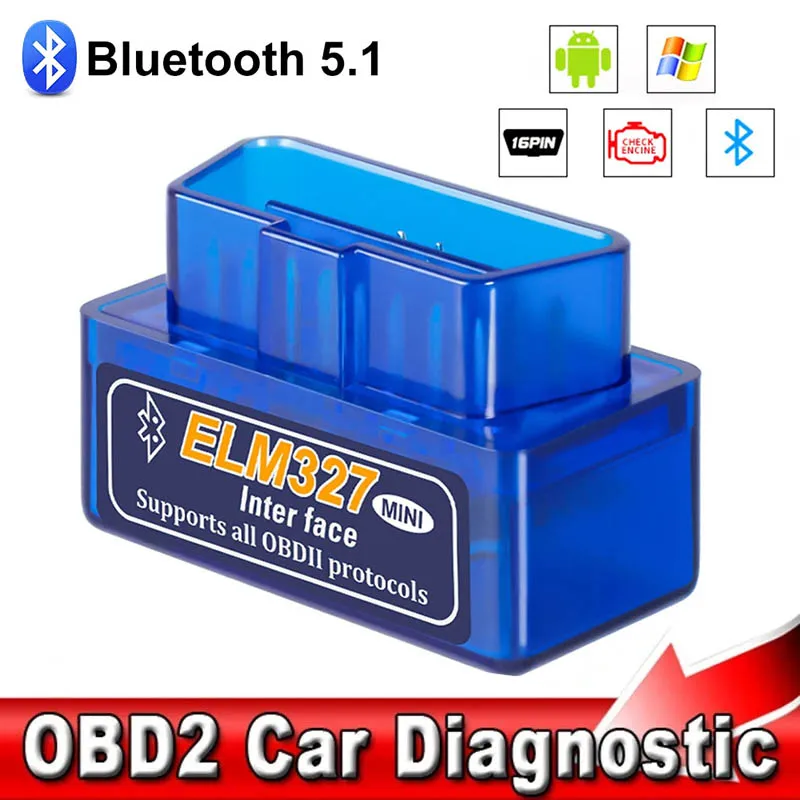 

ELM327 V2.1 Mini Bluetooth 5.1 for Android/IOS OBD2 Car Scanner ELM 327 Auto Diagnostic Tools ODBII Scan Code Reader Adapter