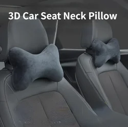 Oreiller de siège de voiture en mousse à mémoire de forme, oreiller de repos pour le cou, soutien de la tête et du cou en velours respirant pour le sommeil, coussin d'assistance cervicale