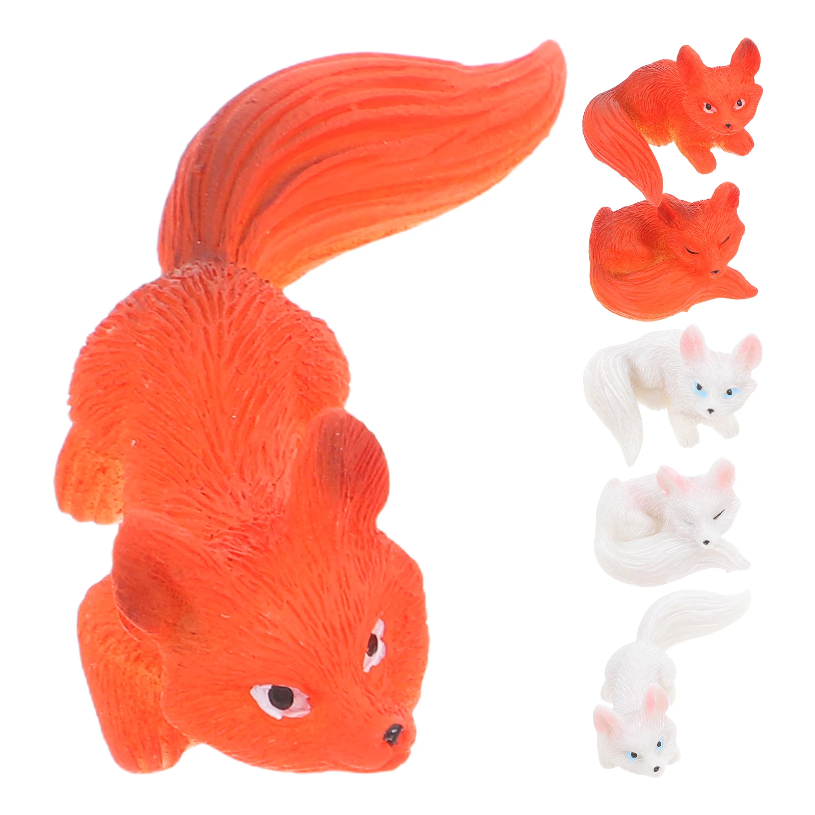 

6pcs Little Fox Succulent Ornaments Adorable Resin Figurines Home Decor Desktop Garden Mini Animals Table Top