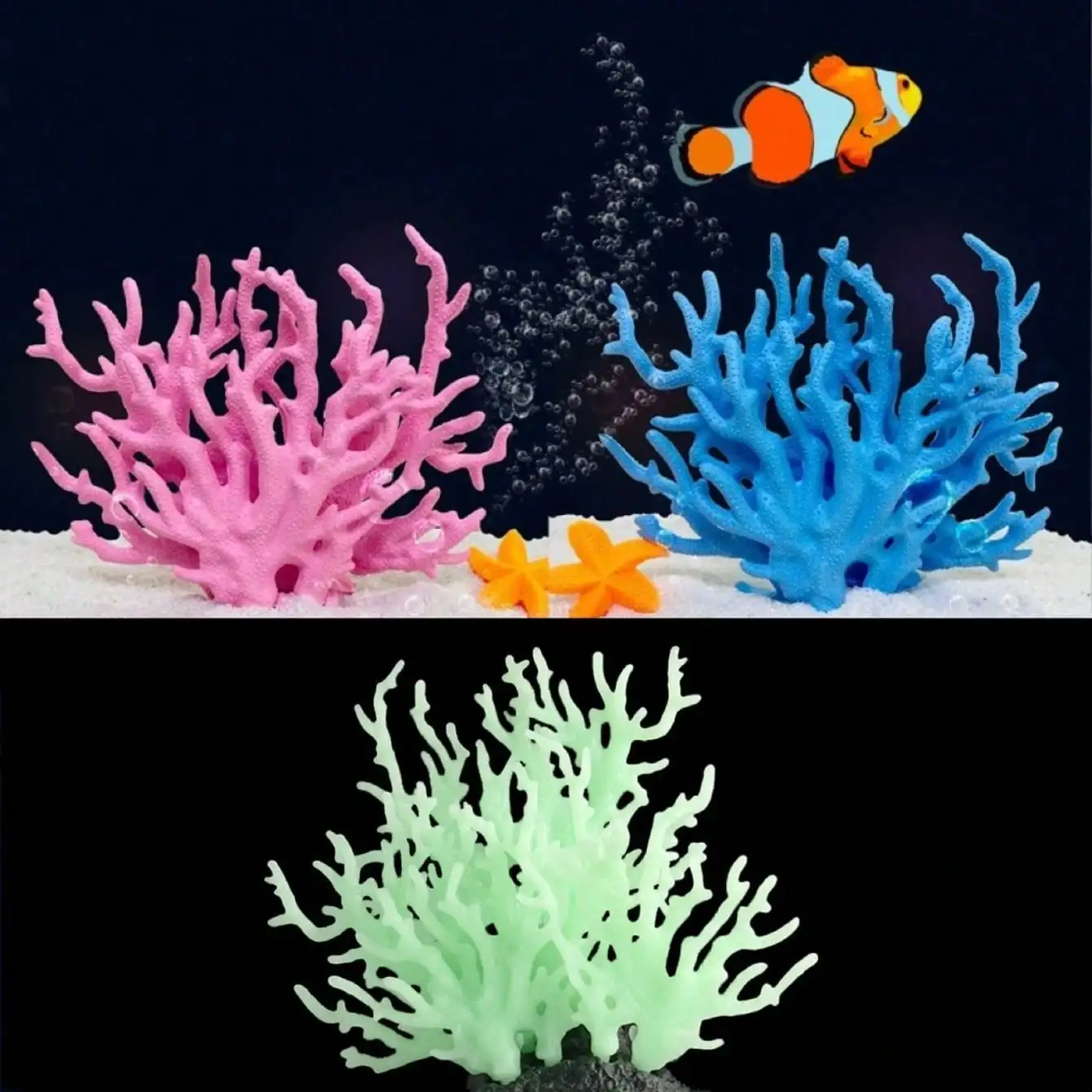 1PC/3PCS Aquarium Landscape Decoration PVC Coral Tree Fish Tank Decorated With Orange Pink Fluorescent Coral Miniature Landscape