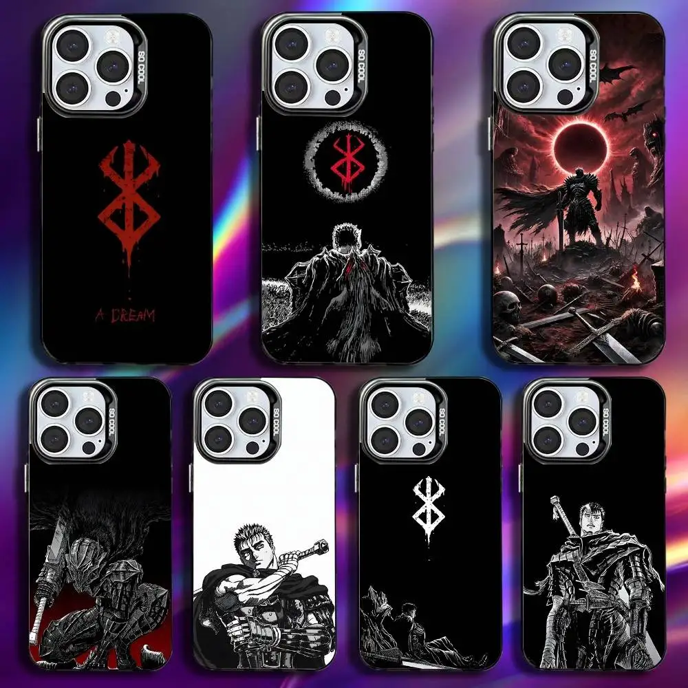 

Anime B-Berserk Guts Phone Case For iPhone 16,15,14,13,12,11,Pro,Max,Plus,Mini,XS,SE Anti Fall Black Matte Hard Bumper