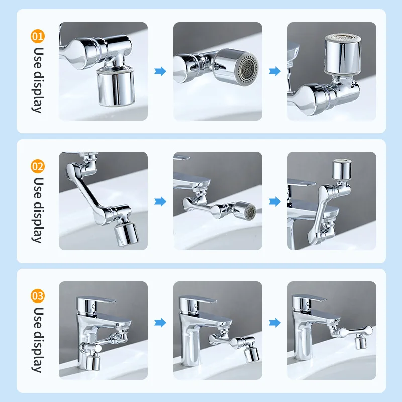 Universal 1080° Rotation Faucet Spray Head Faucet Extender Tap Adapter Splash Bubbler Nozzle Kitchen Tap Washbasin Robot Arm