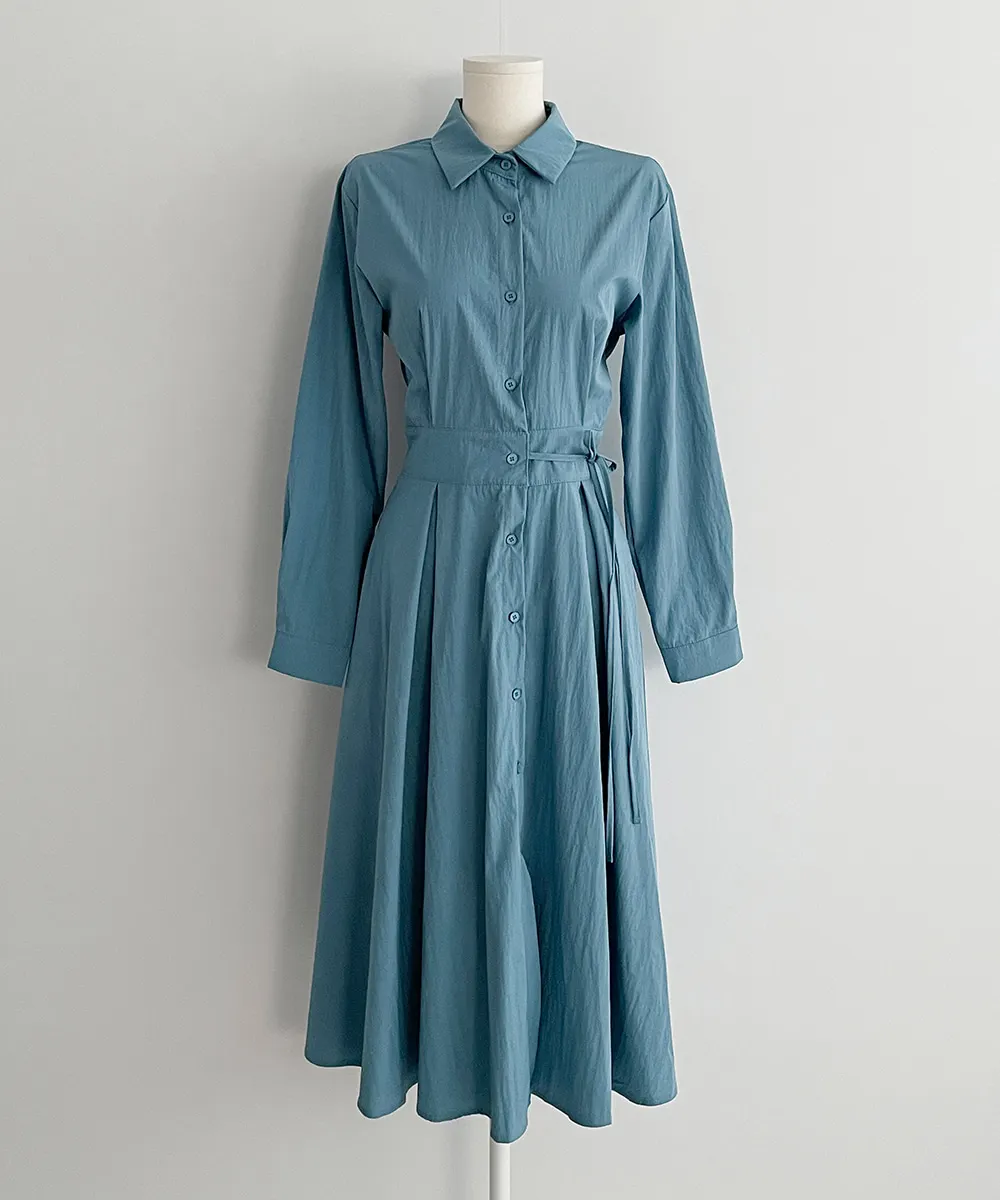 Vrouwen Koreaanse Mode Shirt Jurk Lente Zomer Elegante Button Down Jurk Lengte Rijk Taille Casual Kantoor Jurk