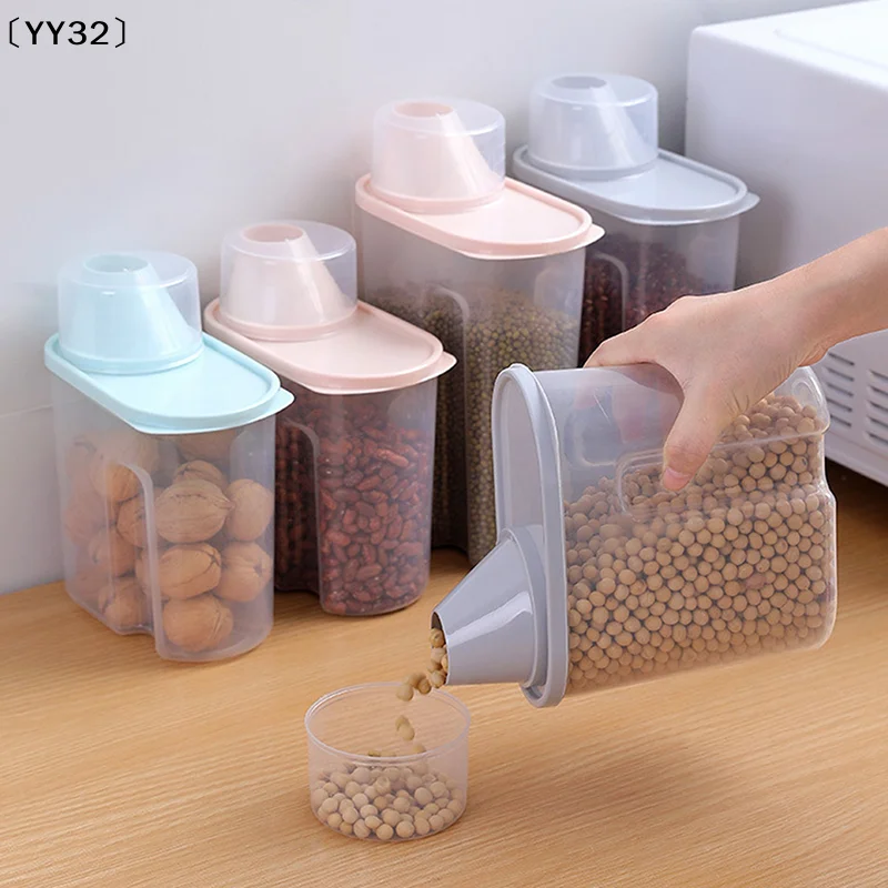 Grain Storage Container With Measuring Cup Food Storage Box Dry Goods Airtight Container Rice Bucket〔YY32〕