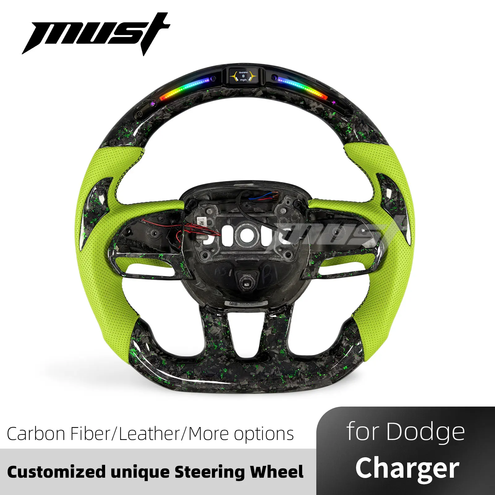 For Dodge Charger Challenger SRT R/T Hellcat Redeye Scat Pack Shaker 392 2013-2023 Customized Red Carbon Fiber Steering Wheel