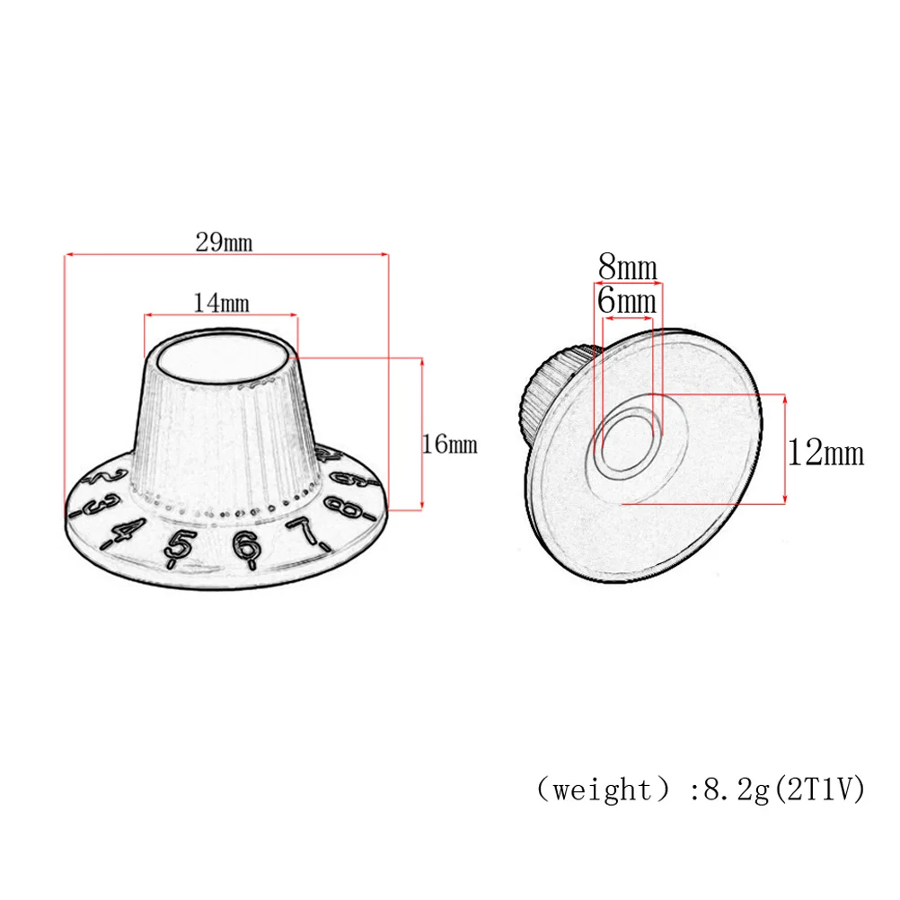 

3Pcs High Neck Knob for Guitar Parts Control Knobs Cap Volume Tone Adjustable Fit Electric Bass Circuit Board Replacement Gd53