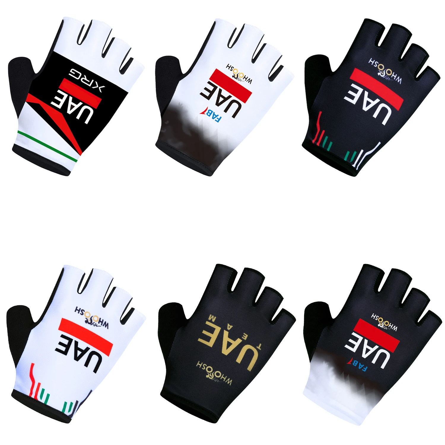Guantes Deportivos de Ciclismo del Equipo UAE Blancos 2026, Medios Dedos, para Hombre y Mujer, para Ciclismo de Carretera, Running, Fitness, Gimnasio y Bicicleta