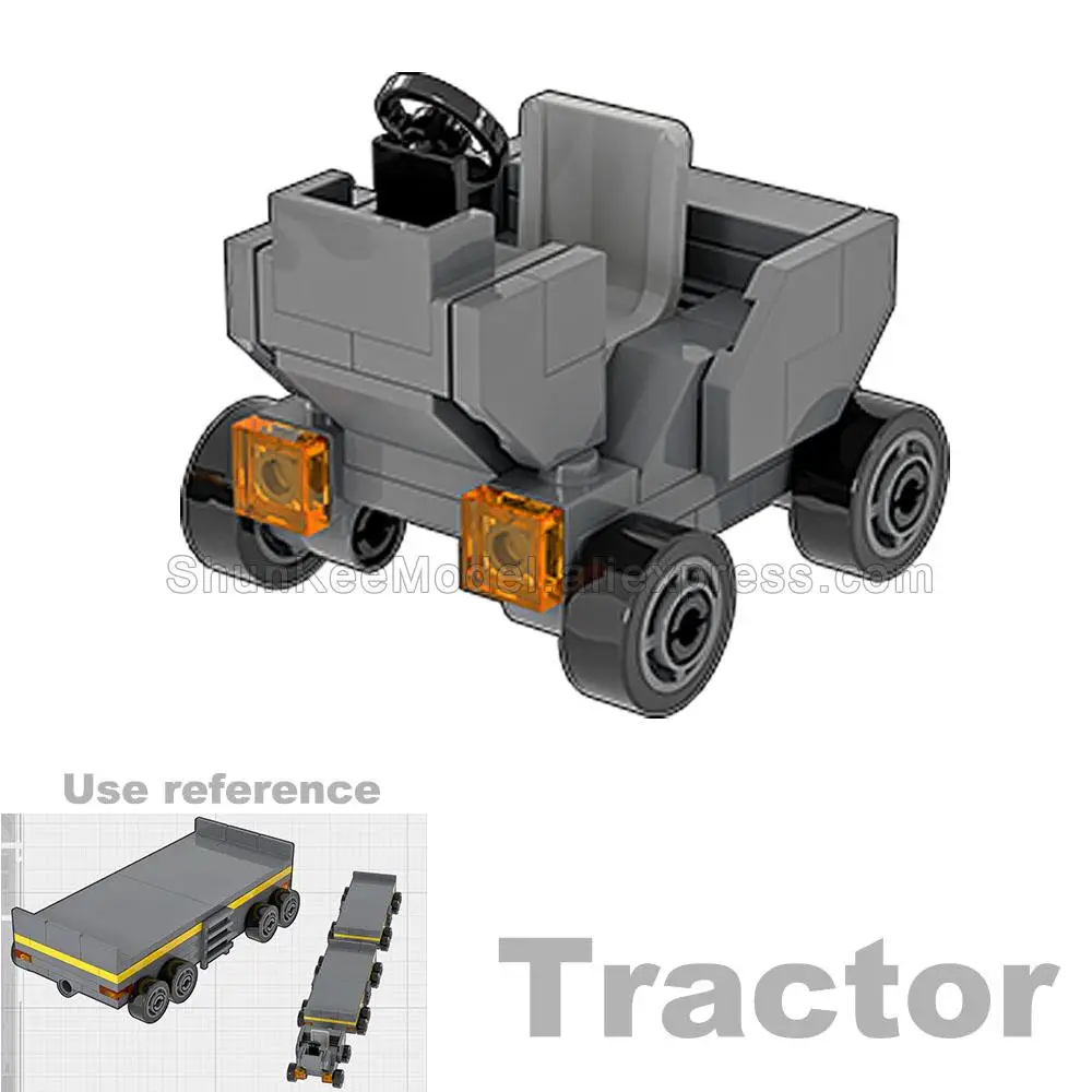 MOC Building Blocks Bricks Airport Military Army Working Vehicle Container Truck Tractor Pallet Model Baseplate Traffic Light