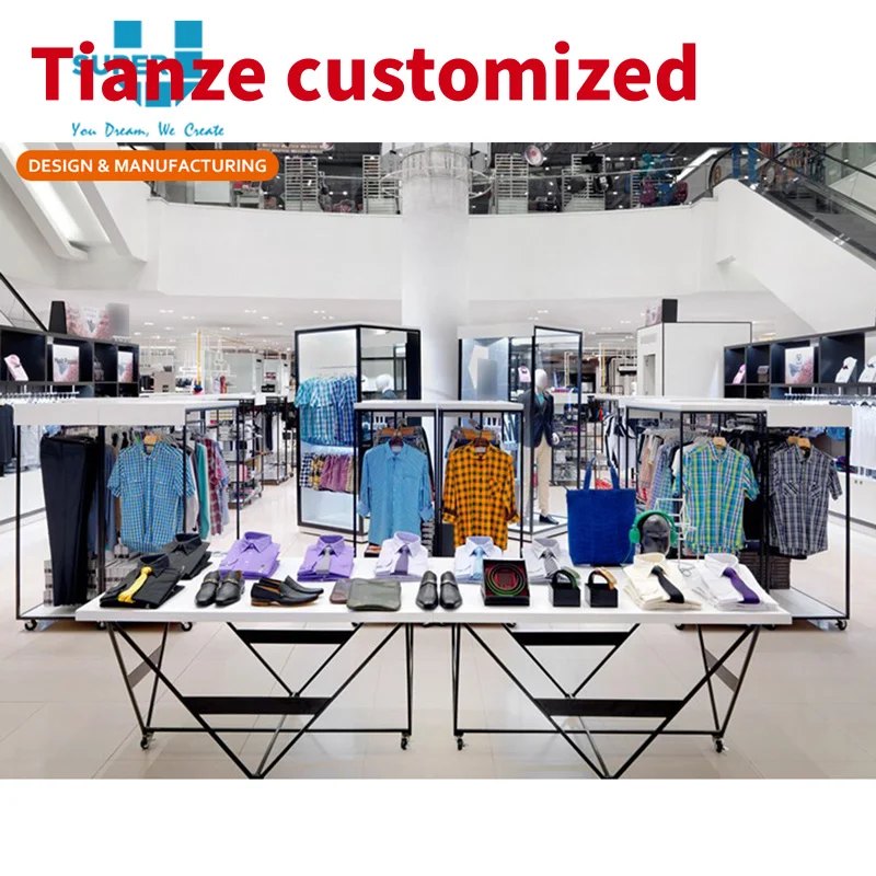 

(Customized) hot sale stainless steel shop display fitting fashion clothing retailing stores clothes Shopfittings interior l