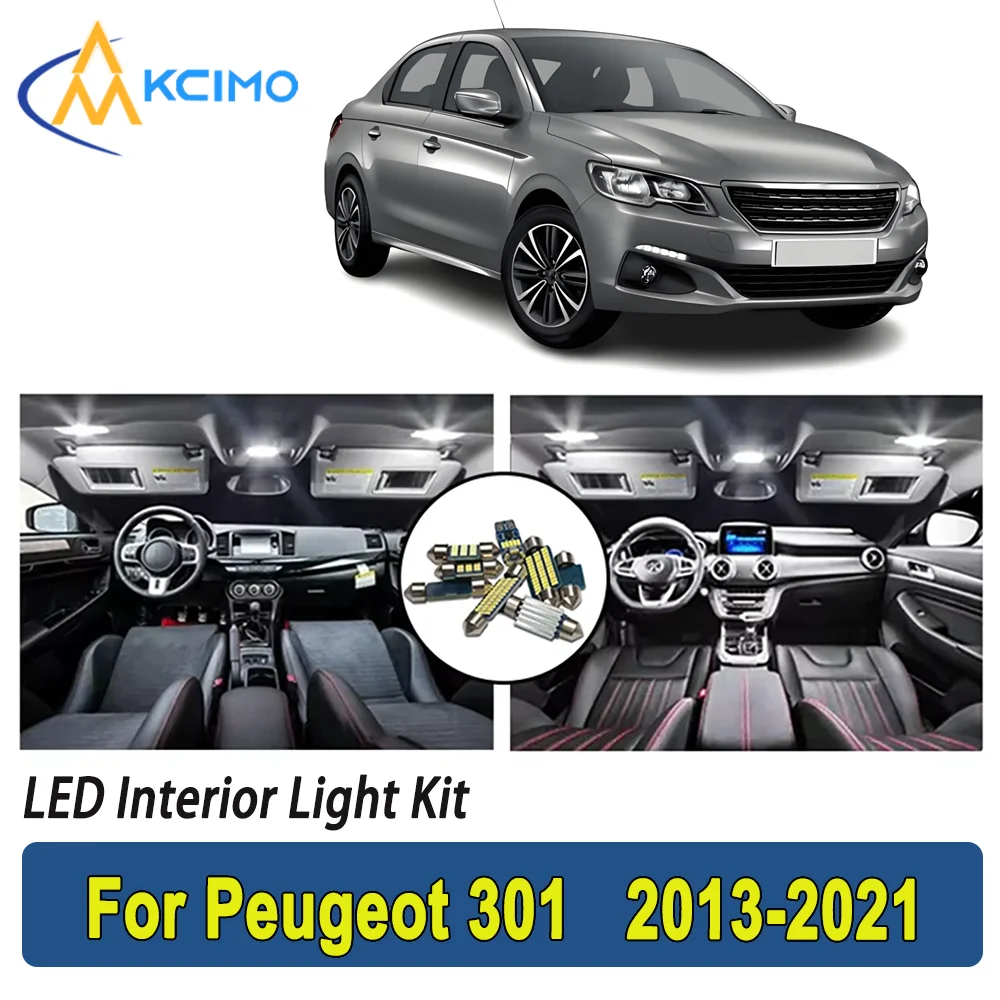 

New Light Bulb For Peugeot 301 (2013-2021) Premium Bright LED Interior Dome Map Trunk Light Kit Car Led Lamps Canbus Car LED