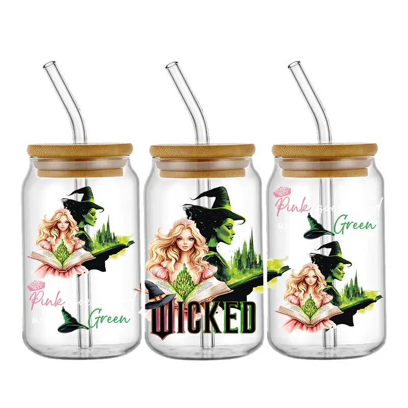 Wicked Ari Magic Witch Sticker UV DTF Cup Wraps Transfer Stickers For 16oz Glass Can High quality labels Custom Stickers Book