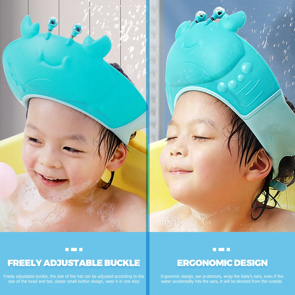 

2pcs Kids Bath Hat Shampoo Caps Hair Washing Hat Baby Shower Cap Waterproof Silicone Adjustable Crab Shape Design for Toddlers